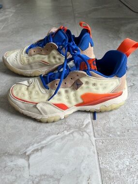 Air Jordan Cream, Blue & Orange Low-Top Sneakers